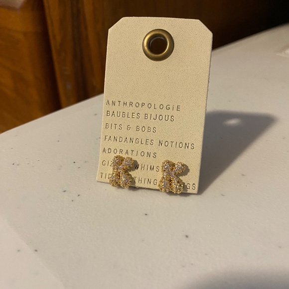 Pave Bubble Letter Monogram Earrings - Picture 2 of 3